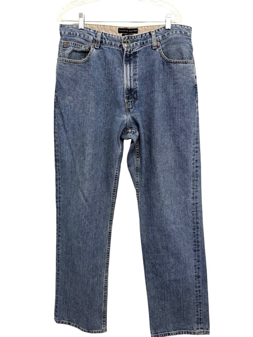 Vintage Tommy Hilfiger Mens Relaxed Straight Jeans Blue Denim 5-Pocket 35x32